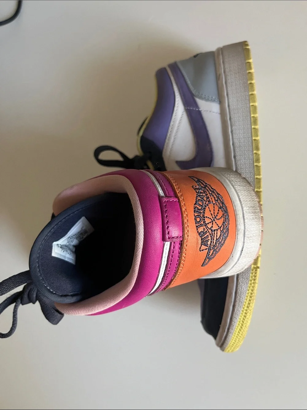 Nike | Jordan | Colorblock Low-Top Sneakers in White, Pink, Purple & Navy | 8.5
